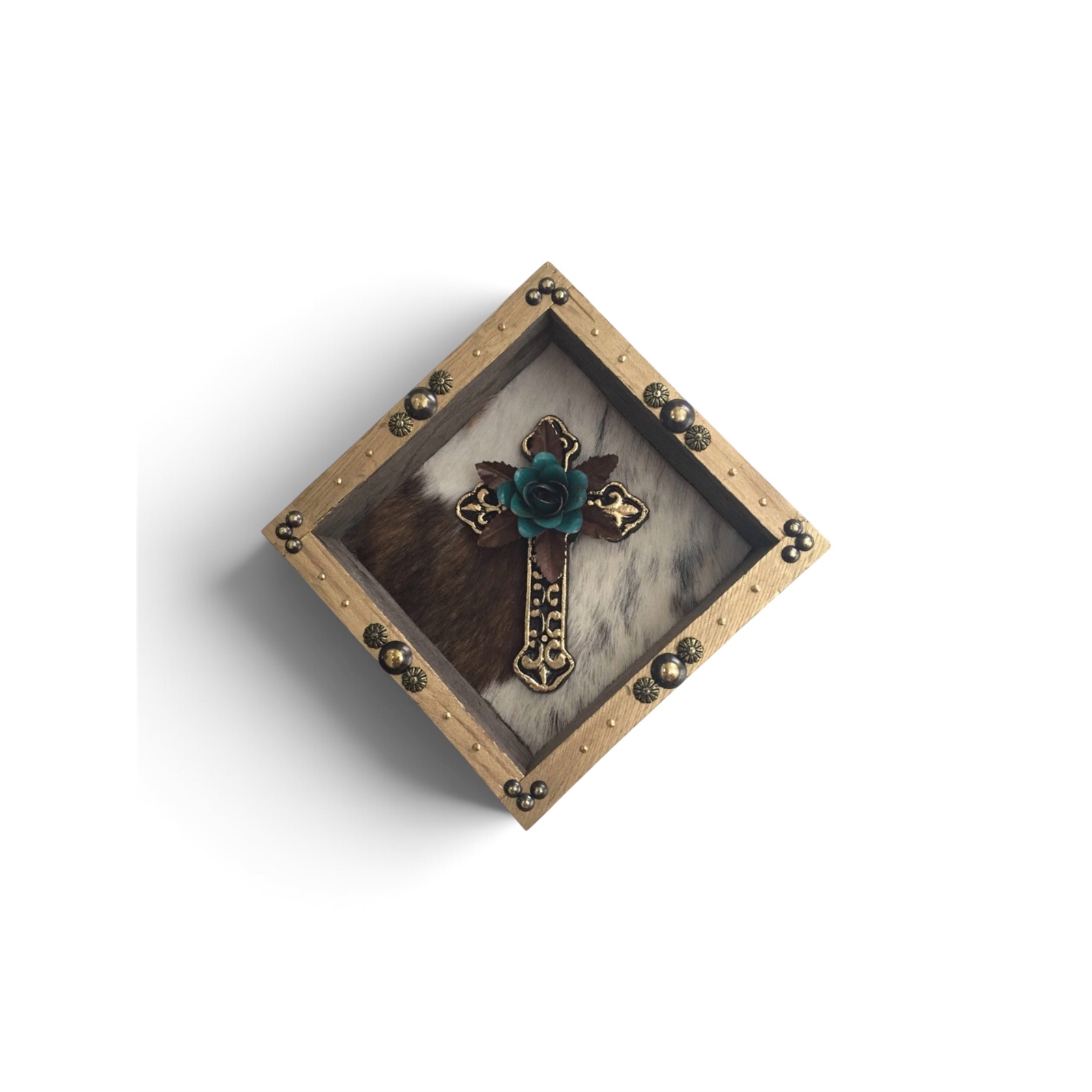 Western Rose Cross Shadow Box Wall Décor